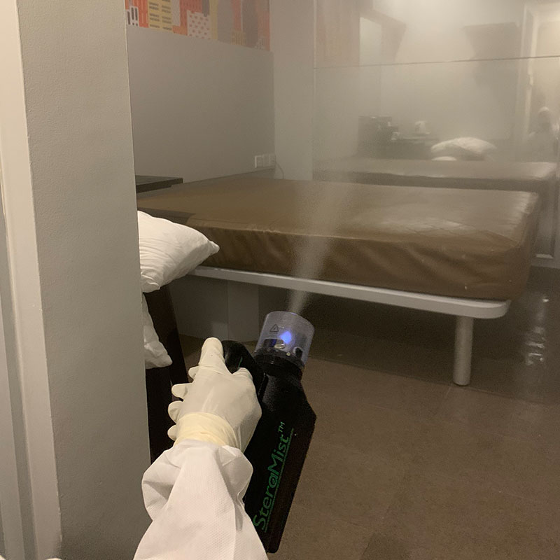 Disinfection of a hotel room using BR Shield