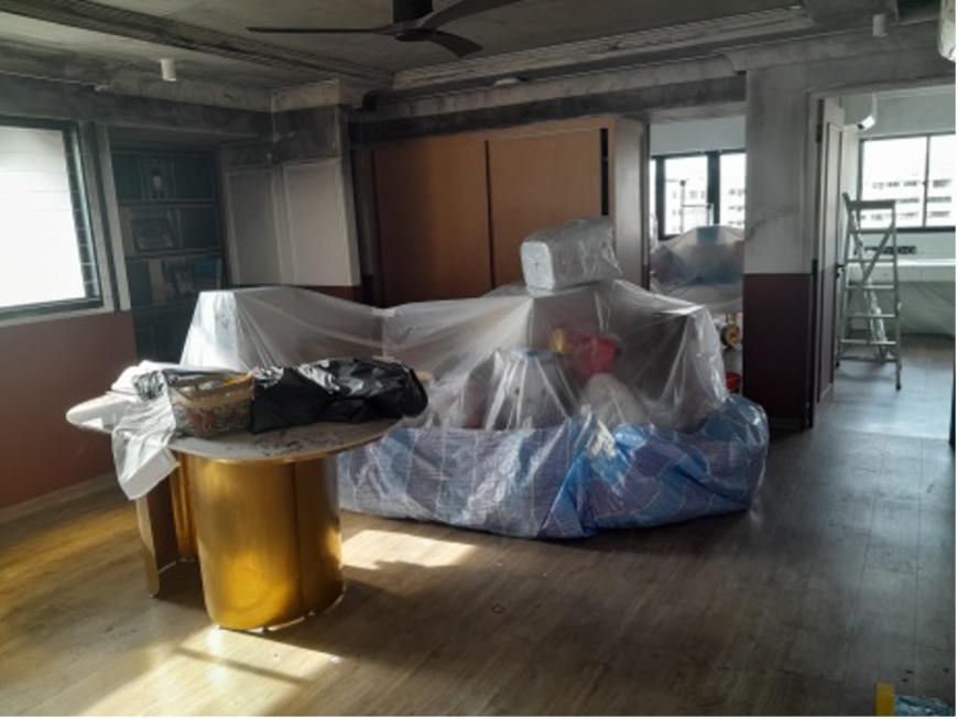 Fire Restoration in a 5-Room HDB Flat - Living Area
