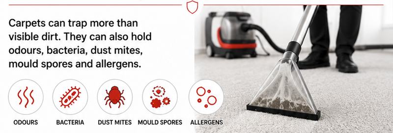 Helps Remove Odours, Germs and Allergens Carpets can trap more than visible dirt